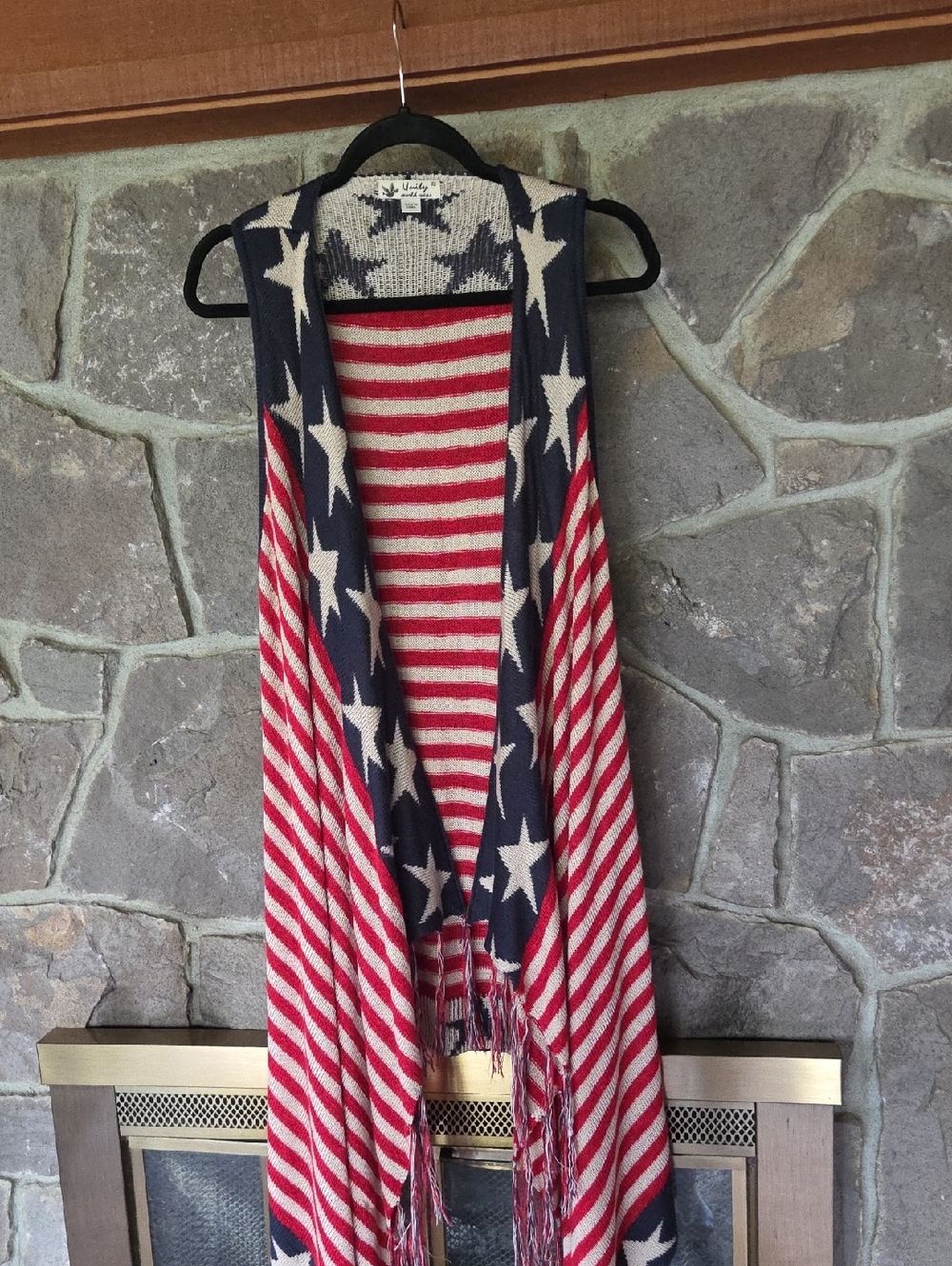 Unity World Wear Red, White & Blue Knit Top with Woven Texture